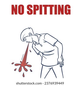 no spitting warning sign illustration vector simple line art