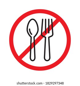 No Spoon and Fork Icon Vector Illustration Design