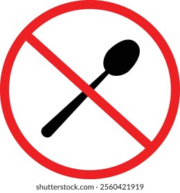 no spoons icon. spoon icon with red prohibit sign. flat style.