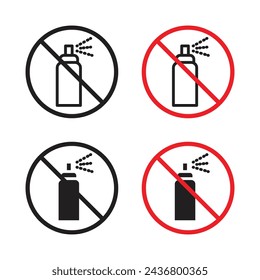 No Spray Can Allowed Sign Vector Icon Set. Aerosol Use Limit Emblem vector symbol for UI design.