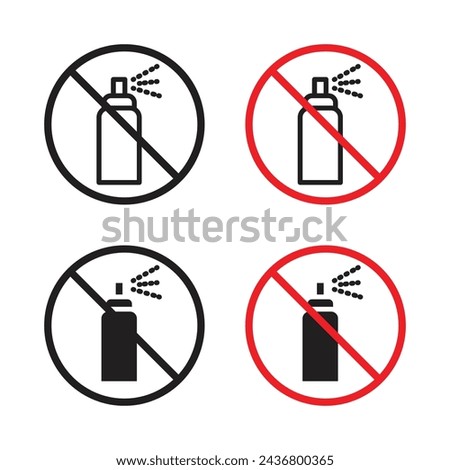 No Spray Can Allowed Sign Vector Icon Set. Aerosol Use Limit Emblem vector symbol for UI design.