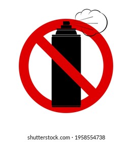 No spray. Prohibition sign. Forbidden round sign. Vector illustration isolated on white.