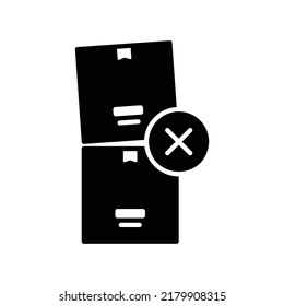 No stacking cardboard boxes icon in black solid style