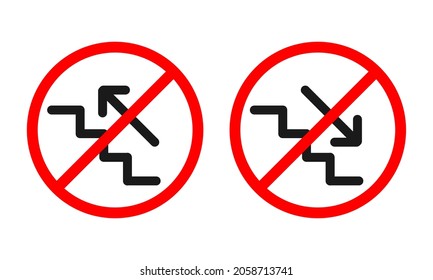 No stair. Don't use the stairs. Entrance or Exit symbol. Illustration vector 