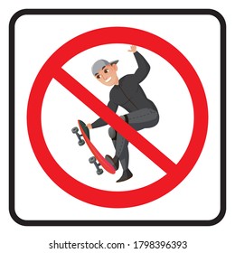 NO Stake board sign. Prohibited stake board icon