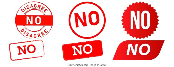 No stamp red badge disagree refusal rejected disapproved decline denied decision not emblem label design set collection