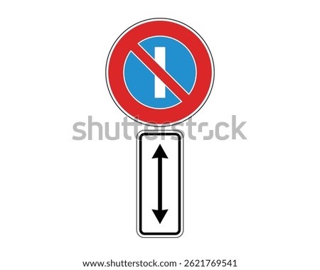 No Standing Road Sign for Odd Days with Defined Restriction Zone – High Quality Vectorial Stock Image
