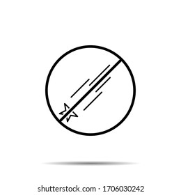 No hay estrella, icono del meteorito. Línea delgada simple, contorno vectorial de prohibición, prohibición, embargo, prohibición, iconos de prohibición para ui y ux, sitio web o aplicación móvil