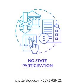 No state participation blue gradient concept icon. Country control free. Private sector feature abstract idea thin line illustration. Isolated outline drawing. Myriad Pro-Bold font used
