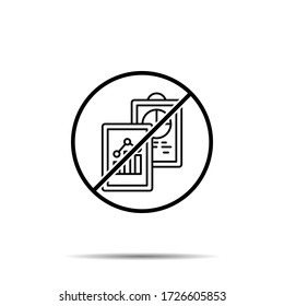 No Statistics, factures icon. Simple thin line, outline vector of saving money ban, prohibition, embargo, interdict, forbiddance icons for ui and ux, website or mobile application