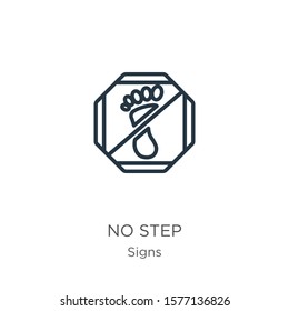No step icon. Thin linear no step outline icon isolated on white background from signs collection. Line vector sign, symbol for web and mobile