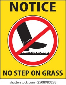 No pisar el césped, no caminar sobre el césped aviso Vector