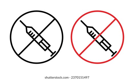 No Steroids vector icon set in black color. Suitable for apps and website UI designs