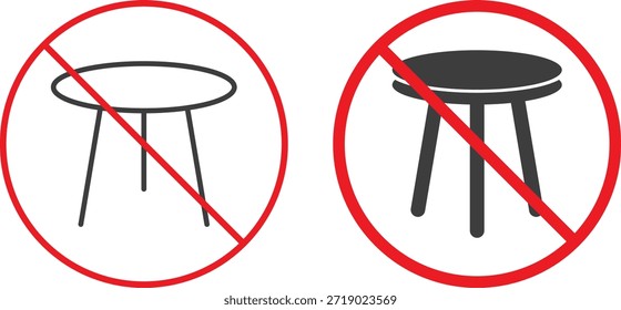 No hay icono de taburete. Símbolos de prohibición de herramientas manuales. No hay Diseño gráfico de equipo. Restricciones de mantenimiento y señales de seguridad. Letrero de regulación de propiedad y oficina de alquiler.
