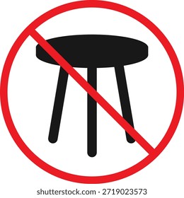 No hay icono de taburete. Símbolos de prohibición de herramientas manuales. No hay Diseño gráfico de equipo. Restricciones de mantenimiento y señales de seguridad. Letrero de regulación de propiedad y oficina de alquiler.
