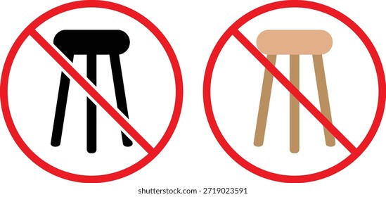 No hay icono de taburete. Símbolos de prohibición de herramientas manuales. No hay Diseño gráfico de equipo. Restricciones de mantenimiento y señales de seguridad. Letrero de regulación de propiedad y oficina de alquiler.
