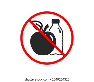 No or Stop. Apple icon. Fruit, water bottle sign. Natural food symbol. Prohibited ban stop symbol. No apple icon. Vector