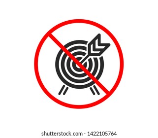 No or Stop. Archery icon. Amusement park attraction sign. Prohibited ban stop symbol. No archery icon. Vector