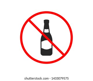 No or Stop. Beer bottle icon. Pub Craft beer sign. Brewery beverage symbol. Prohibited ban stop symbol. No beer bottle icon. Vector