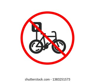No or Stop. Bicycle parking icon. Bike park sign. Public transport place symbol. Prohibited ban stop symbol. No bicycle parking icon. Vector