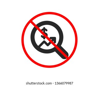 No or Stop. Business Audit or Statistics icon. Analytics with charts symbol. Search Magnifier sign. Prohibited ban stop symbol. No currency audit icon. Vector