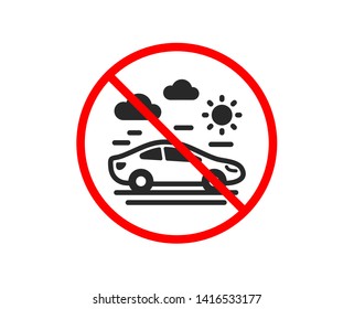 No or Stop. Car travel icon. Trip transport sign. Holidays vehicle symbol. Prohibited ban stop symbol. No car travel icon. Vector