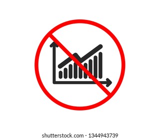 No or Stop. Chart icon. Report graph or Sales growth sign. Analysis and Statistics data symbol. Prohibited ban stop symbol. No graph icon. Vector