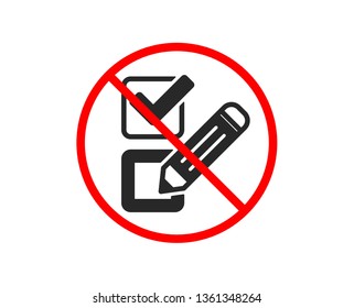 No or Stop. Checkbox icon. Survey choice sign. Business review symbol. Prohibited ban stop symbol. No checkbox icon. Vector