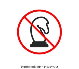 No or Stop. Chess Knight icon. Marketing strategy symbol. Business targeting sign. Prohibited ban stop symbol. No marketing strategy icon. Vector