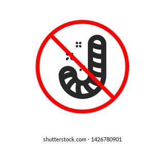 No or Stop. Christmas candy icon. Cane lollypop sign. Prohibited ban stop symbol. No candy icon. Vector