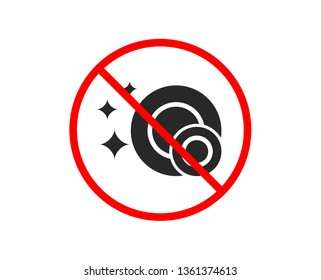 No or Stop. Cleaning dishes icon. Dishwasher sign. Clean tableware sign. Prohibited ban stop symbol. No clean dishes icon. Vector