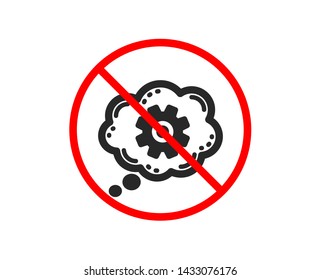 No or Stop. Cogwheel chat icon. Engineering tool sign. Cog gear symbol. Prohibited ban stop symbol. No cogwheel icon. Vector