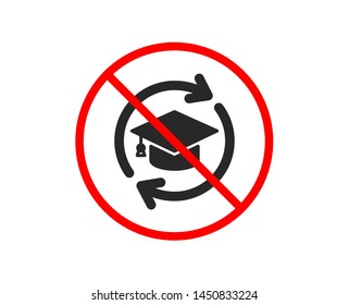 No Or Stop. Continuing Education Icon. Online Education Sign. Prohibited Ban Stop Symbol. No Continuing Education Icon. Vector