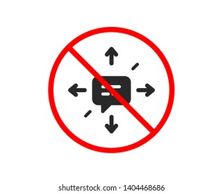 No o Stop. Icono de conversación. Mensajes de chat o firma de SMS. Símbolo de comunicación. Símbolo de parada prohibida. No hay icono de MS. Vector