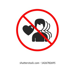 No or Stop. Couple Love icon. Group of Men sign. Valentines day symbol. Prohibited ban stop symbol. No man love icon. Vector