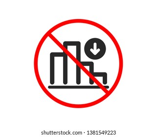 No or Stop. Decreasing graph icon. Column chart sign. Crisis diagram symbol. Prohibited ban stop symbol. No decreasing graph icon. Vector