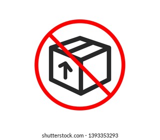 No or Stop. Delivery box icon. Logistics shipping sign. Parcels tracking symbol. Prohibited ban stop symbol. No package icon. Vector