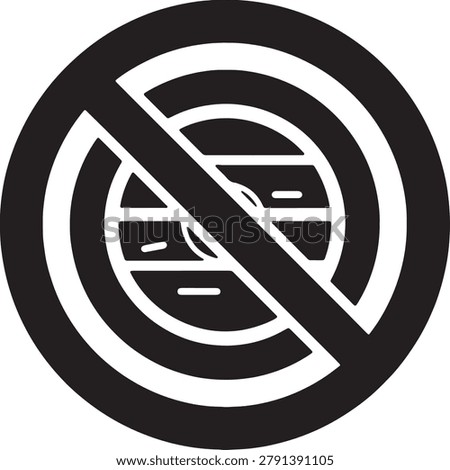 No stop disk prohibited symbol warning sign with cd dvd icon inside isolated on transparent background forbidden circular graphic element for media protection or piracy warning content restriction.