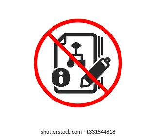 No or Stop. Documentation with algorithm icon. Technical instruction sign. Prohibited ban stop symbol. No algorithm icon. Vector