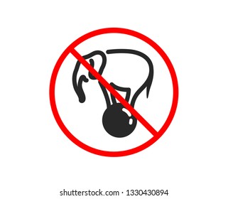 No or Stop. Elephant on ball icon. Circus sign. Amusement park show. Prohibited ban stop symbol. No elephant on ball icon. Vector