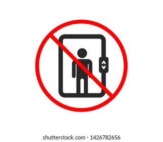No or Stop. Elevator icon. Transportation lift sign. Prohibited ban stop symbol. No elevator icon. Vector