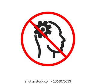 No or Stop. Engineering icon. Cogwheel tool sign. Man think symbol. Prohibited ban stop symbol. No engineering icon. Vector