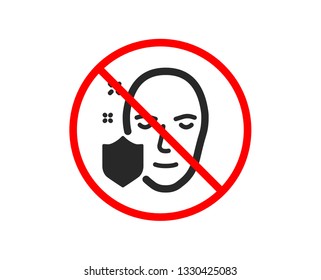 No or Stop. Face detection protected icon. Secure access sign. Facial identification symbol. Prohibited ban stop symbol. No face protection icon. Vector