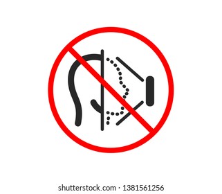 No or Stop. Face scanning icon. Phone Face id sign. Head recognition symbol. Prohibited ban stop symbol. No face id icon. Vector