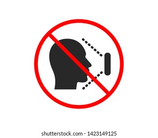 No or Stop. Face scanning icon. Phone Face id sign. Head identification symbol. Prohibited ban stop symbol. No face id icon. Vector