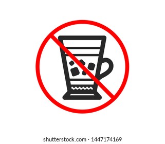 No or Stop. Frappe coffee icon. Cold drink sign. Beverage symbol. Prohibited ban stop symbol. No frappe icon. Vector