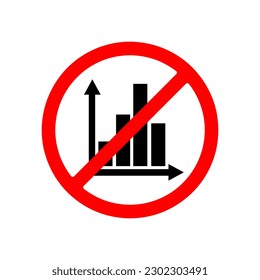 No or Stop. Histogram Column chart icon. Financial graph sign illustration on white background. 