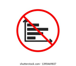 No or Stop. Horizontal chart icon. Column graph sign. Market analytics symbol. Prohibited ban stop symbol. No horizontal chart icon. Vector