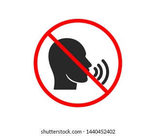 No or Stop. Human sing icon. Talk sign. Person speak symbol. Prohibited ban stop symbol. No human sing icon. Vector