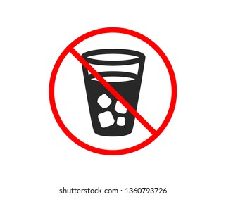 No or Stop. Ice tea icon. Soda drink sign. Fresh cold beverage symbol. Prohibited ban stop symbol. No ice tea icon. Vector